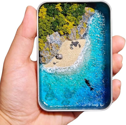 CalorMixs Mountains and Sea in a Box Miniature Landscape Art DIY Craft Kit; Adult Paint Arts & Crafts Project; Mini Beach Dolphin Unique Handicrafts