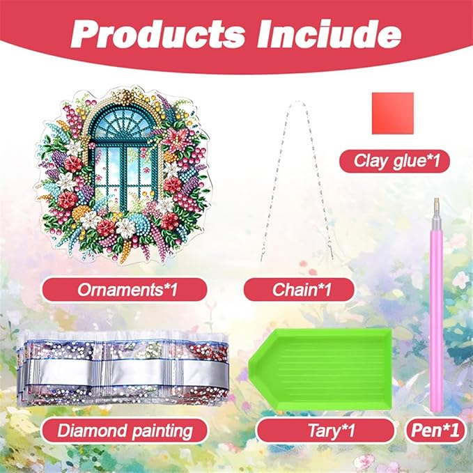 POETRYDRAW DIY Hanging Diamond Art Pendant Kit Window View, Special Crystal Acrylic Diamonds Painting Ornament for Adults, 5D Diamond Art Suncatchers Gem Painting Box Kit