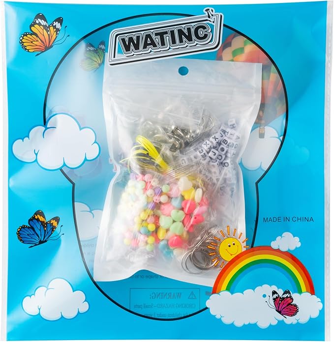 WATINC DIY Heart Keychain Making Craft Kits,Beads for Jewelry Making Set Supplies with Adjustable Letter Transparent Beads, Bag Charm Bracelets Key Ring Accessories Festival Party Favor (296Pcs)