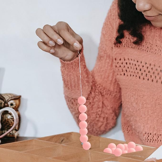 DIYOMR 100Pcs Round Silicone Beads - 15mm Pink, Ideal for Necklaces, Bracelets, Pens & Keychains
