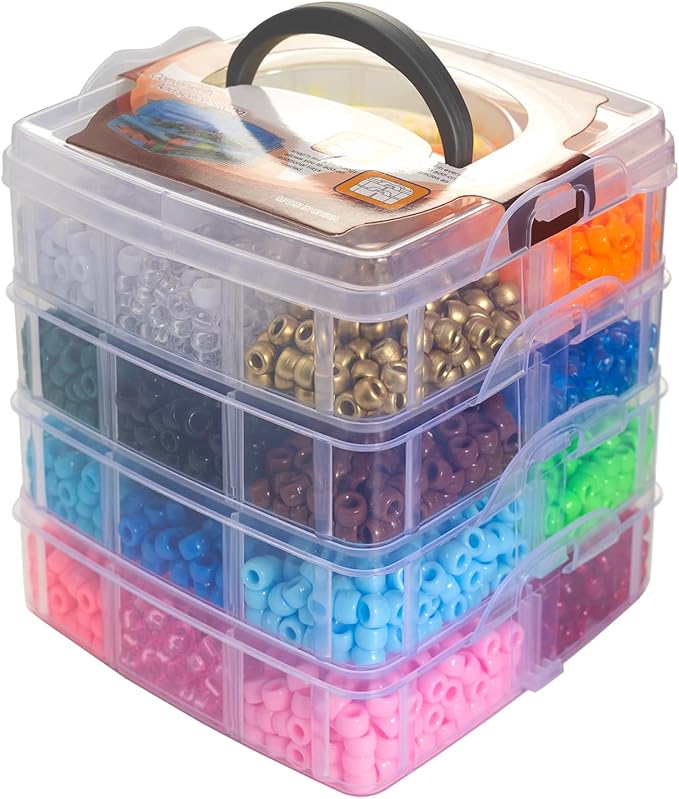 Gxueshan 4500 Pcs Acrylic Pony Beads Bulk Large Hole Plastic White Green Gold Red Black Blue Pink 24 Assorted Colors Kandi Hair Beads for Crafts Friendship Bracelet Jewelry Making Kit Set (4500)