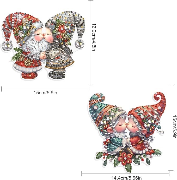 JISHSHAY 2 PCS Diamond Painting Pendant Gnome Dwarf Diamond Art Wind Chimes Special Shaped Crystal Crystal Suncatcher Diamond Art Ornaments Diamond Painting Hanging for Garden Wall Door Window Decor