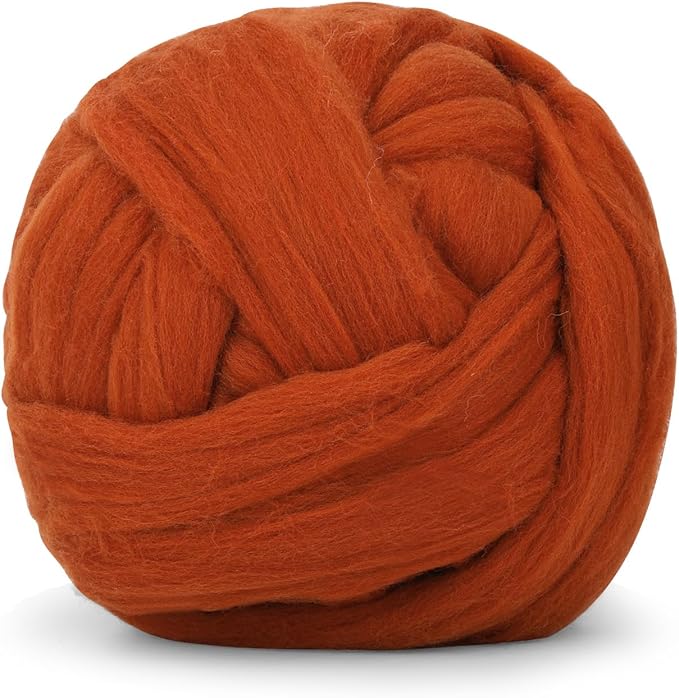 3.53oz Wool Roving, Wool Felting Supplies, Pure Wool, Chunky Yarn, Spinning Wool Roving for Needle Felting Wet Felting DIY Hand Spinning (Brown)