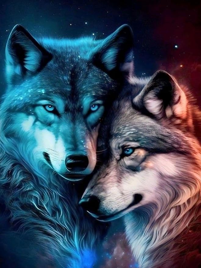 igoodom Wolf Diamond Art Kits for Adults, Wolf Diamond Painting Kit, Full Drill Round Diamond Art Kits, DIY Gem Art and Crafts for Home Wall Decor Gift 12x16inch