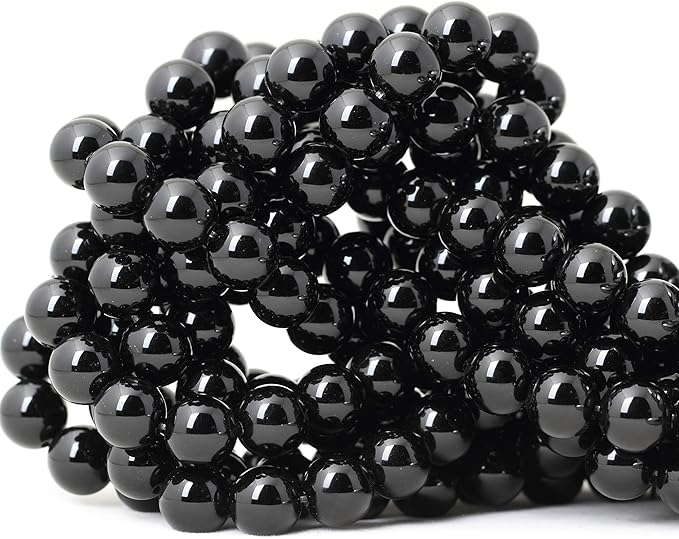 35PCS 10mm Black Smooth Polish Onyx Agate Gemstone Round Loose Beads for Jewelry Making 1 Strand 15"