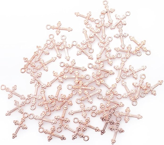 50 Pcs Vintage Crucifix Pendants Beading Charms with Hole Metal Religious Antique Silver Gold Bulk Cross for Jewelry Making Kit DIY Bracelet Necklace Earring Keychain Accessories Supplies