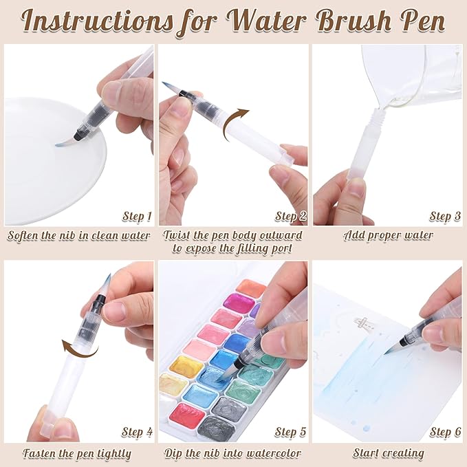 Mini Metallic Watercolor Paint Set, 24 Colors Glitter Watercolor Paint with Watercolor Paper Brush, Artists' Collectible Editions Gifts for Beginner Artists Adults Aged 14+ Mothers Day Gifts for Mom