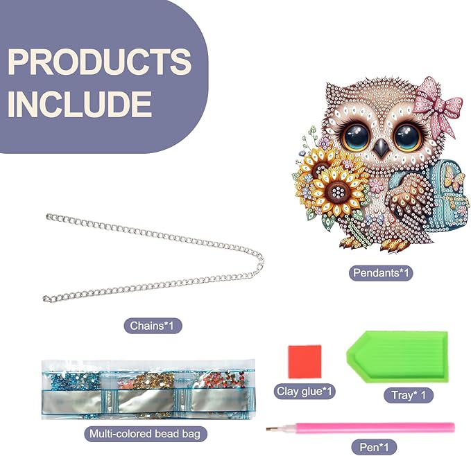TDFERAN Diamond Pinting During owl Diamant Art Hanging Sign Onament Animal Pendants Wind Chimes Wall Hanging in Living Room Dorridor Diamond Art Hanging Sign Onamen DIY Decorations Ornaments