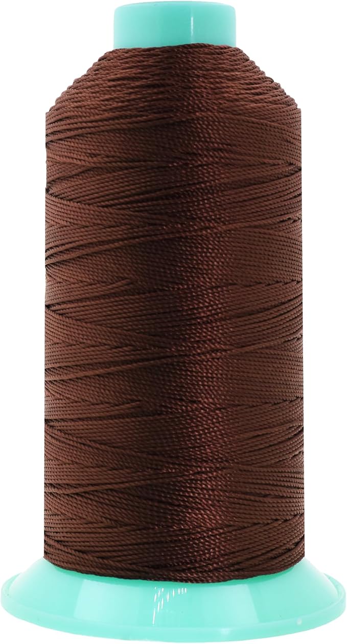 Mandala Crafts Size 346 210D T350 Bonded Nylon Thread - Dark Brown 415 YDs Tex 350 Heavy Duty Sewing Threads for Leather, Jeans, Weaving, Outdoor Marine Upholstery