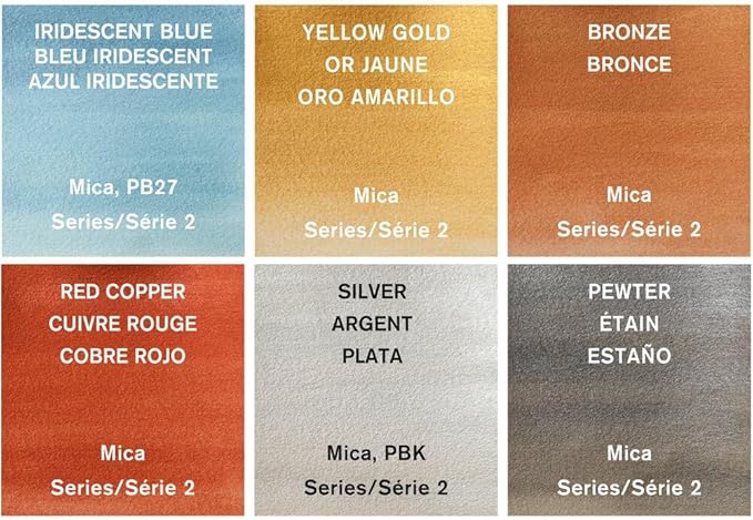 Winsor & Newton Cotman Watercolor Paint Set, 6 Metallic Colors, 8ml (0.27-oz) Tubes