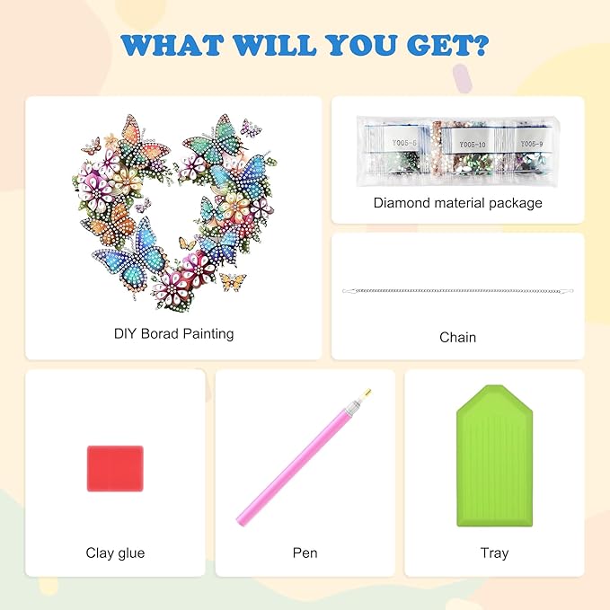 HEIBAGO Diamond Art Hanging Kits for Adults Kids, Hanging Diamond Art Butterfly, 5D Special Shaped Crystal Diamond Painting Kit Flower, DIY Pattern Window Pendant for Home Wall Decor 8.3x8.3Inch