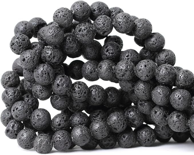 cheavian 10mm 35pcs black lava volcanic stone gemstone round loose beads for jewelry making 1 strand 15"