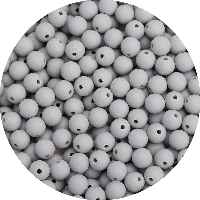 bonny boxx 100pcs 12mm matte grey acrylic round beads, frosted plastic resin bubblegum balls chunky gumball beads for necklace and bracelet making, crafting supplies