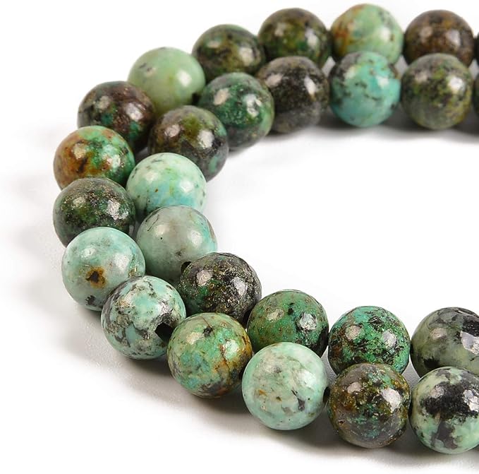 90pcs 4mm Natural African Turquoise Gemstone Round Spacer Loose Stone Beads for Jewelry Making 15.5" 1 Strand (African Turquoise, 4mm 90Beads)