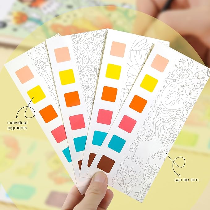 Pocket Watercolor Book Set, Watercolor Painting Book,Watercolor Bookmarks for Kids, Beginning, Students Painters Christmas Gifts (3PCS)