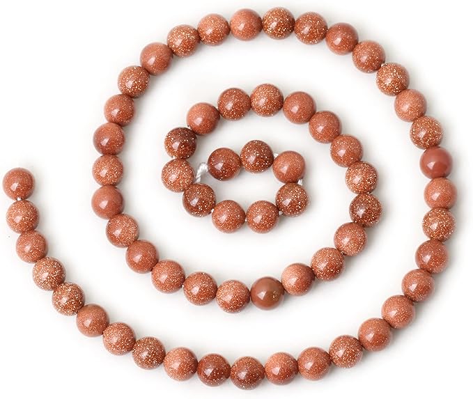 cheavian 60pcs 6mm gold sandstone gemstone round loose beads for jewelry making 1 strand 15"