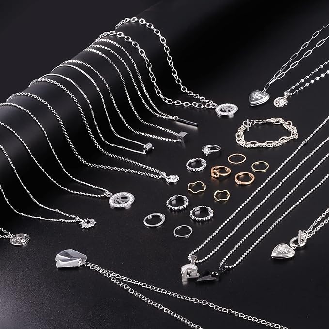 ecoofor necklace chain for jewelry making, 95.1 feet 12 rolls stainless steel jewelry chains for diy necklace bracelet making with stainless steel jump rings/lobster clasps/connectors