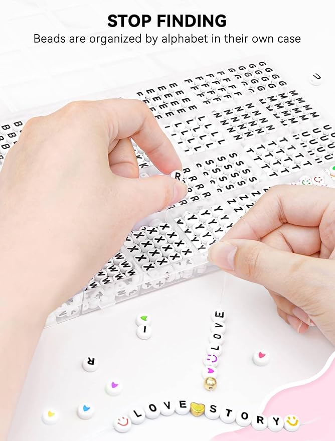 ARTDOT 1400 PCS Letter Beads for Jewelry Making Kit, 28 Styles Alphabet Beads for Friendship Bracelets Assorted Preppy Beads with Storage Case