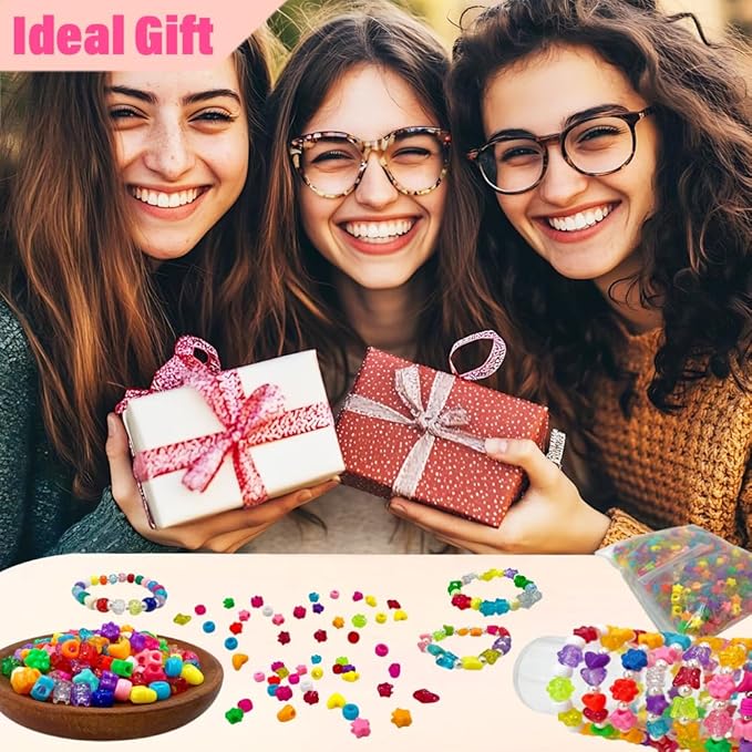 MIIIM 500 Pcs Glitter Butterfly Pony Beads Shapes for Friendship Bracelet, Large Hole Kandi Beads for Hair Braids, Jewelry Making (Multi-Glitter)
