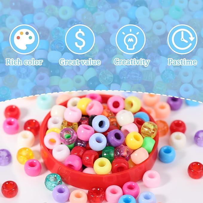8000 pcs pony beads bulk for bracelet dark blue plastic beads making for hair braiding diy crafts kandi jewelry key chains and ornaments decorations boxed