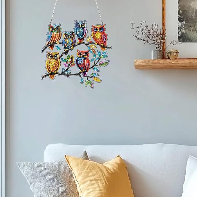 ARPADAMO Hanging Diamonds Art kit for Adult,DIY Bird Pendant Diamonds Painting Art Kit, 7.8x7.8 inch Acrylic Diamonds Painting Board Kit Ornament, Special Crystal Diamond Hanging Ornament