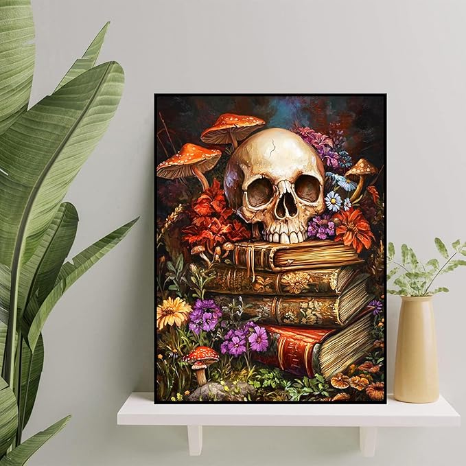 Axquilon Skull Diamond Art Kits for Adults - Book Diamond Painting Kits for Adults Beginner, DIY 5D Full Drill Gem Art for Home Wall Decor 12x16 inch