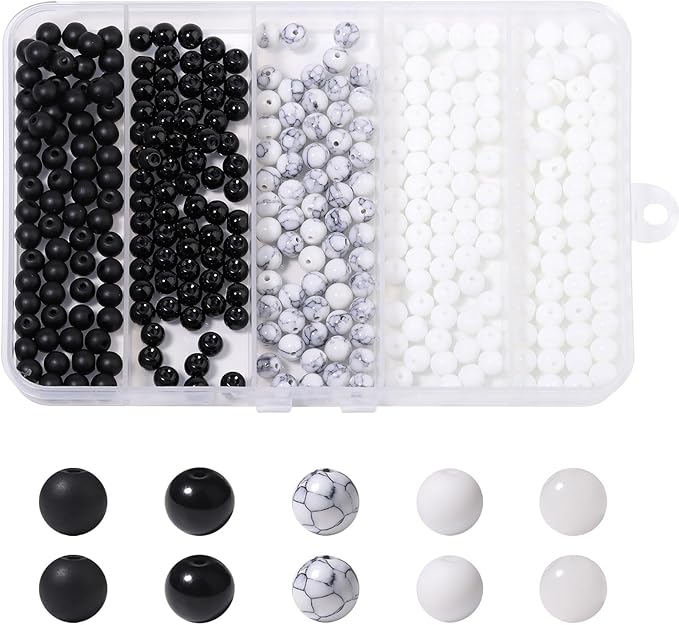 Songxi Stone Beads Bracelet Making Kit 300PCS, 6mm Loose Crystal Gemstone Beads for Bracelet Necklace Earring, DIY Crafts Beads for Jewelry Making for Couples Lovers Adults