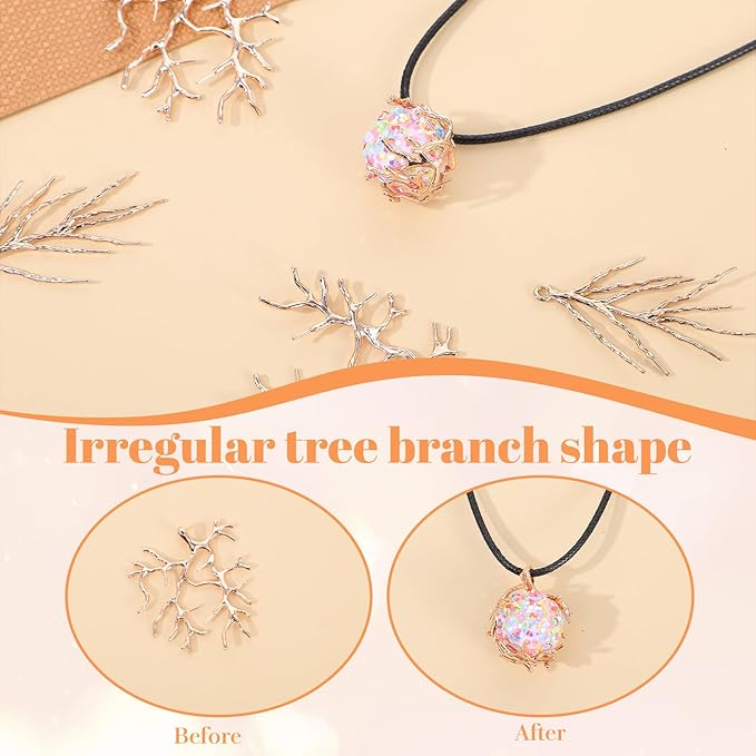 Bruislard Pendant Blanks for Jewelry Making, Adjustable Branch Shape Blanks, Claw Pendant Trays Branch Base Prong Pendant-Bezels for Jewelry Making Bracelet Necklace Earrings DIY Crafts