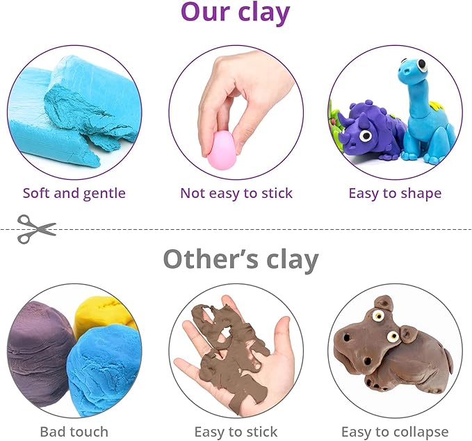 Air Dry Modeling Clay Kit - 24 Colors with 3 Sculpting Tools - Magic Foam Clay for Kids & Adults - DIY Molding Gift for Boys & Girls
