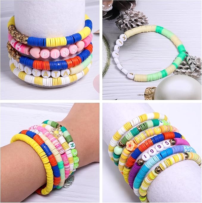 3500Pcs Yellow Clay Beads for Bracelets Making 6mm Heishi Polymer Clay Bead, Flat Round Disc for Jewelry Making Yellow Bead Making Kit