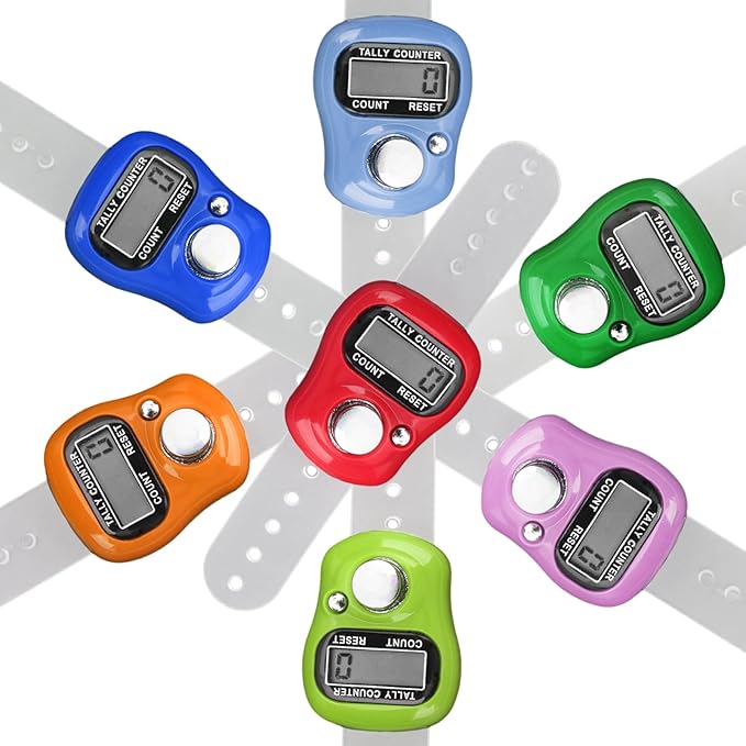 Olikraft 7-Pack Finger Clicker Counter Handheld - Digital Hand Tally Counter Clicker, Crochet Stitch Counters for Crocheting and Knitting
