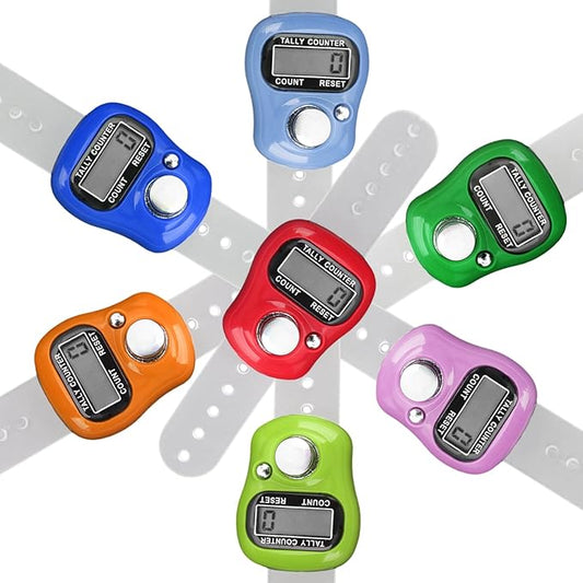 Olikraft 7-Pack Finger Clicker Counter Handheld - Digital Hand Tally Counter Clicker, Crochet Stitch Counters for Crocheting and Knitting