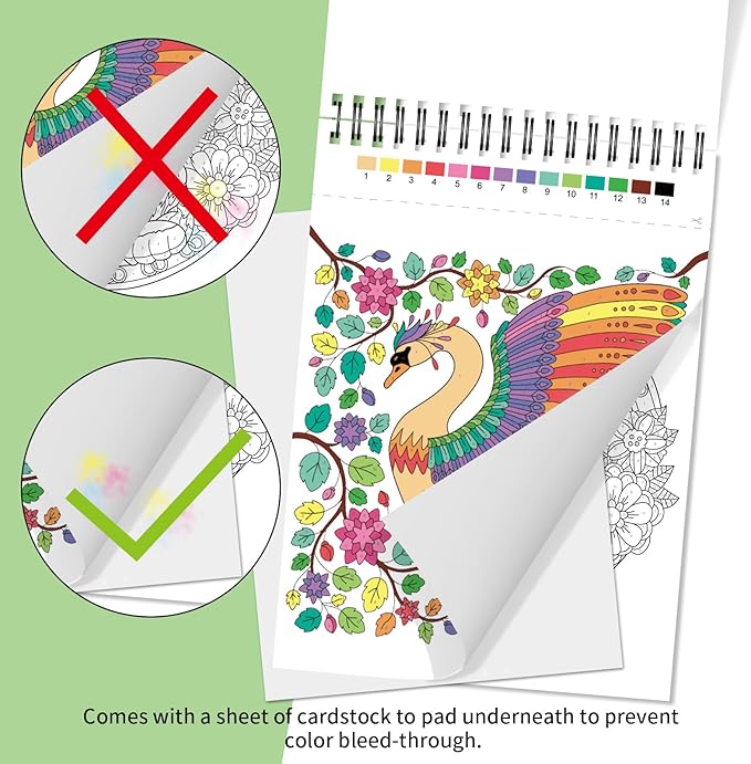 Jadeso Color by Numbers Adult Coloring Book, 30 Pages of Original Animals Patterns, Spiral Bound Coloring Book for Adults Relaxation, Color by Numbers for Adult, Thick Smooth Paper(120gsm)