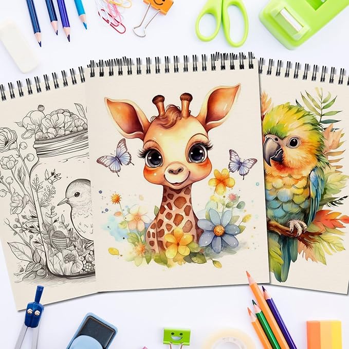 OSIMIG 20 Pack Sketch Books 5.5" x 8.5", Top Spiral Bound Sketch Pad, Mini Sketchbook Bulk for Kids, 600 Sheet Drawing Paper (68lb/100gsm), Drawing Pad for Beginger, Art Supplies