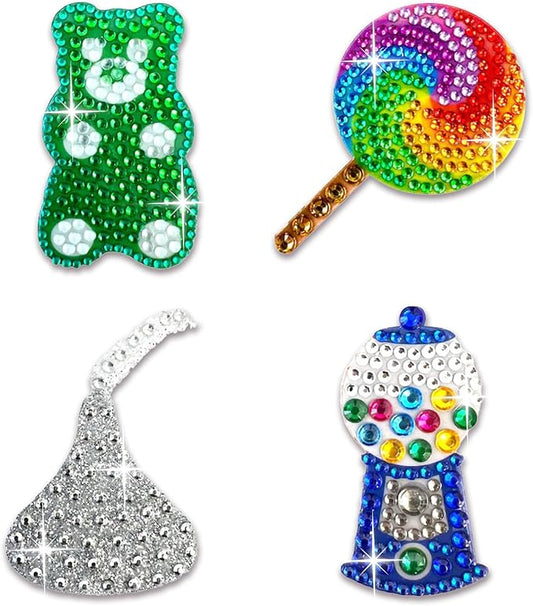 stickerbeans® rhinestone stickers - sweets 4-pack, 2” x 2” each, unique sparkly cut-to-shape for collecting, trading, decorating laptops, phone cases, scrapbooks - for kids, teens, & adults