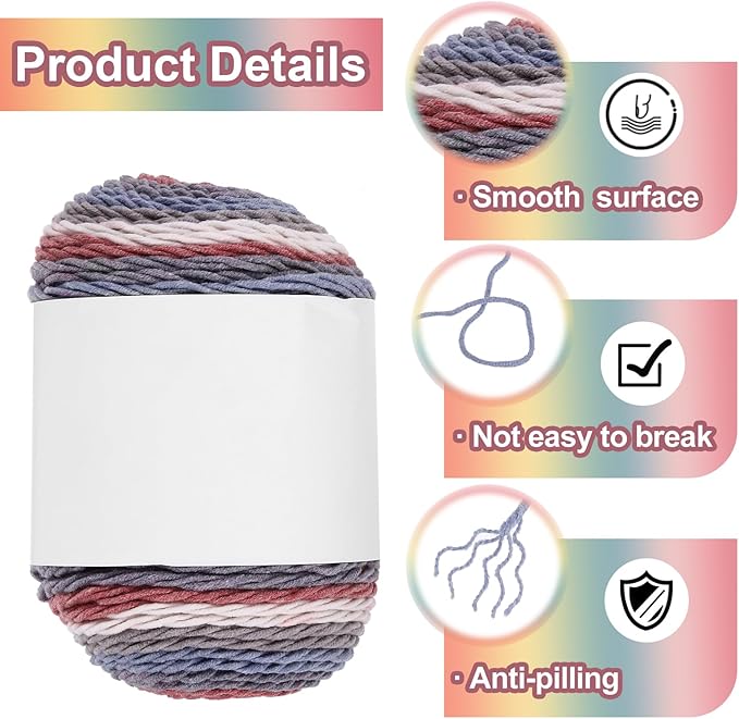MECCANIXITY Cotton Acrylic Yarn for Crocheting, 422 Yard 5 Ply Soft Gradient Yarn Acrylic 45% Cotton 55% Used for DIY Knitting Blankets Scarves(2 Packx100g,Red,Gray,White)