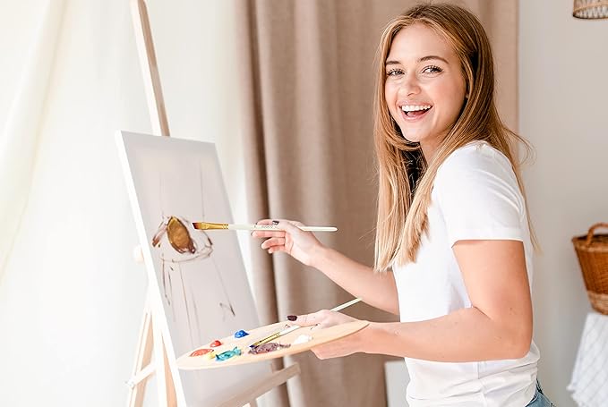 DUGATO 15 Piece Artist Paint Brush Set - Anti-Shedding Nylon Hair Brushes with Comfortable Grip for Acrylic, Watercolor, Oil, Gouache & Crafts - Suitable for All Skill Levels, Beginners, and Hobbyists