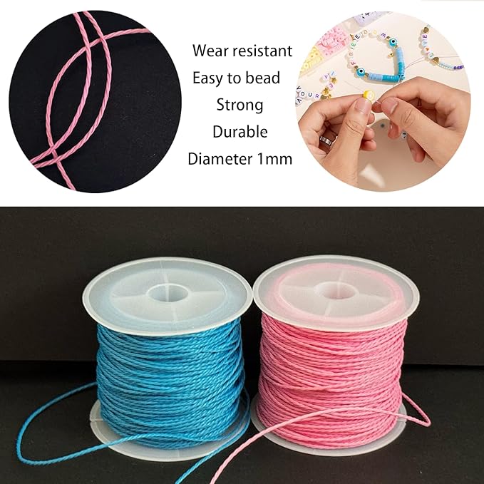685m 30 Colors 1mm Waxed Polyester Cord Bracelet Cord Wax Coated String for Bracelets Waxed Thread for Jewelry Making Waxed String for Bracelet Making 10m for Each Color