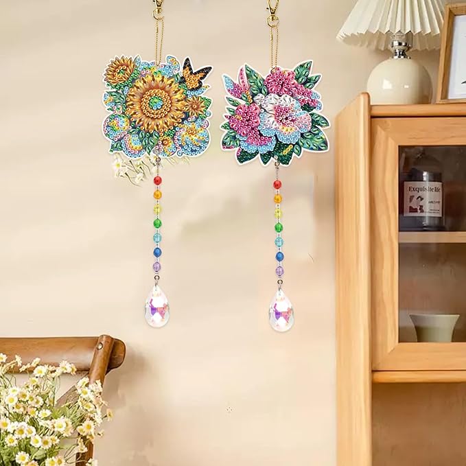 TDFERAN Diamond Pinting During Wind Chimes Diamant Art Hanging Sign Onament Plant Pendants Wind Chimes Wall Hanging in Living Room Dorridor Diamond Art Hanging Sign Onamen DIY Decorations Ornaments