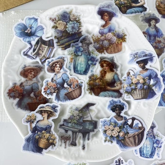 Alideco 80Pcs Vintage Victorian Tea Scrapbooking Stickers Scrapbook Paper Aesthetic Kawaii Girls Stickers for Journaling Assorted Phone Adult(huatuanjincu)