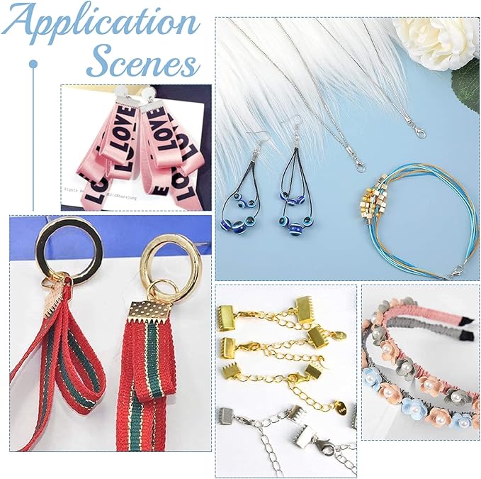 PH PandaHall 1800 Pcs Jewelry Finding Kits, 5 Colors Cord Ends Lobster Claw Clasps 5mm Jump Rings for Earring Bracelet Necklace Pendants Jewelry DIY Craft Making, 24 Styles/Set