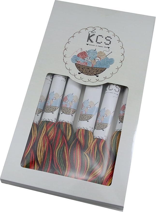 KCS Big skeins of 25 Meters Size 25 Color Variegated Cross Stitch Stranded Threads,6 skeins,4511