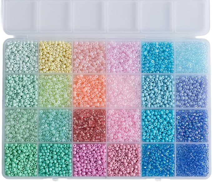 Light Color 3mm Seed Beads, 5200Pcs Glass Seed Beads Kit with Storage Box for DIY Necklace Bracelet Crafts