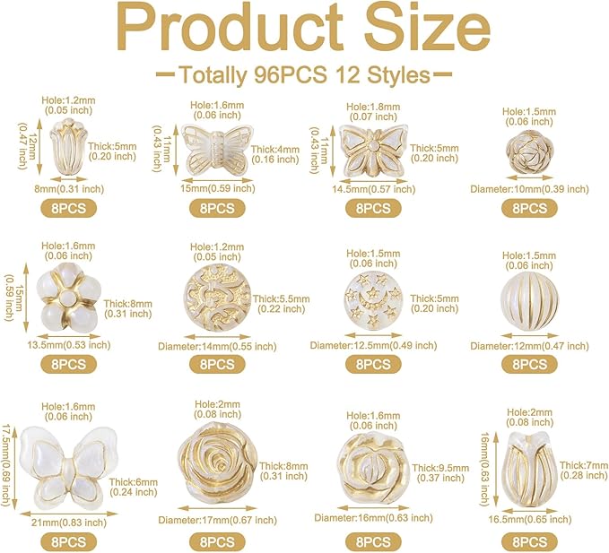 FASHEWELRY 96Pcs Clear Acrylic Pony Beads Cute Butterfly Beads Flower Kawaii Beads Assorted Aesthetic Beads Bulk for Bracelets Necklaces Wedding Bridal Jewelry Making