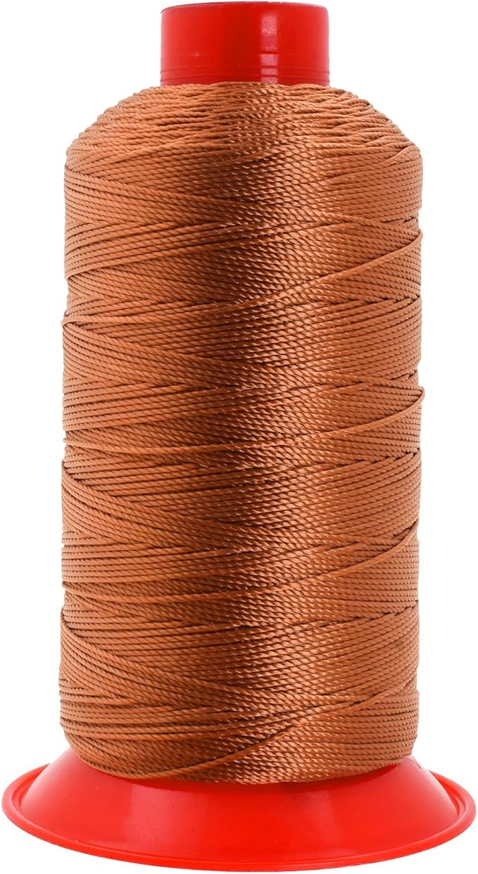 Mandala Crafts Size 346 210D T350 Bonded Nylon Thread - Bourbon Brown 415 YDs Tex 350 Heavy Duty Sewing Threads for Leather, Jeans, Weaving, Outdoor Marine Upholstery
