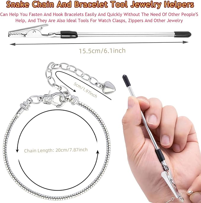 10PCS Snake Chain Charm Bracelet with Bracelet Helper Adjustable Snake Bracelet Chains with Lobster Clasp Extender Chain for Women DIY Jewelry Making Supplies