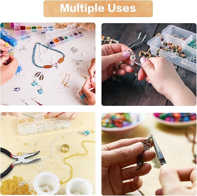 1440 pcs jump rings for jewelry making kits, silver gold jewelry jump ringsjewelry repair kit for necklaces lobster clasps diy crafts keychains repair supplies tools, with pliers/tweezers/ring