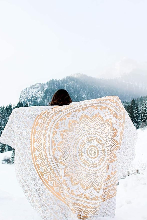 popular handicrafts hippie mandala ombre tapestry wall hanging - indian maditation golden gypsy bohemian hippy psychedelic dorm room decor poster 30 x 40 inch