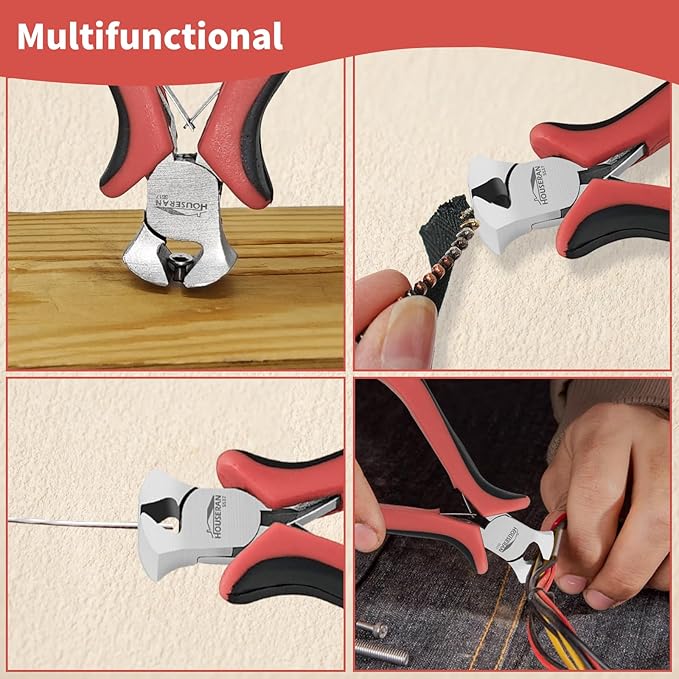 houseran end cutting pliers 4"-5 pack end cutting pliers for jewelry making with spring loaded for diy, craft, repairing