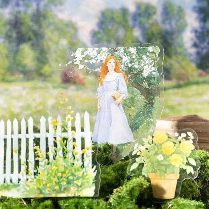 TIAMECH Pastoral Time PET Stickers - 120 Pcs Rural Residence Fence Lake Design, Waterproof Sticker for Journaling & Scrapbooking, Junk Journal Supplies, Ephemera & DIY Crafts